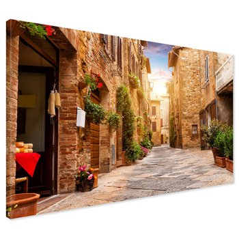 Obraz na płótnie - uliczka, kwiaty, budynki