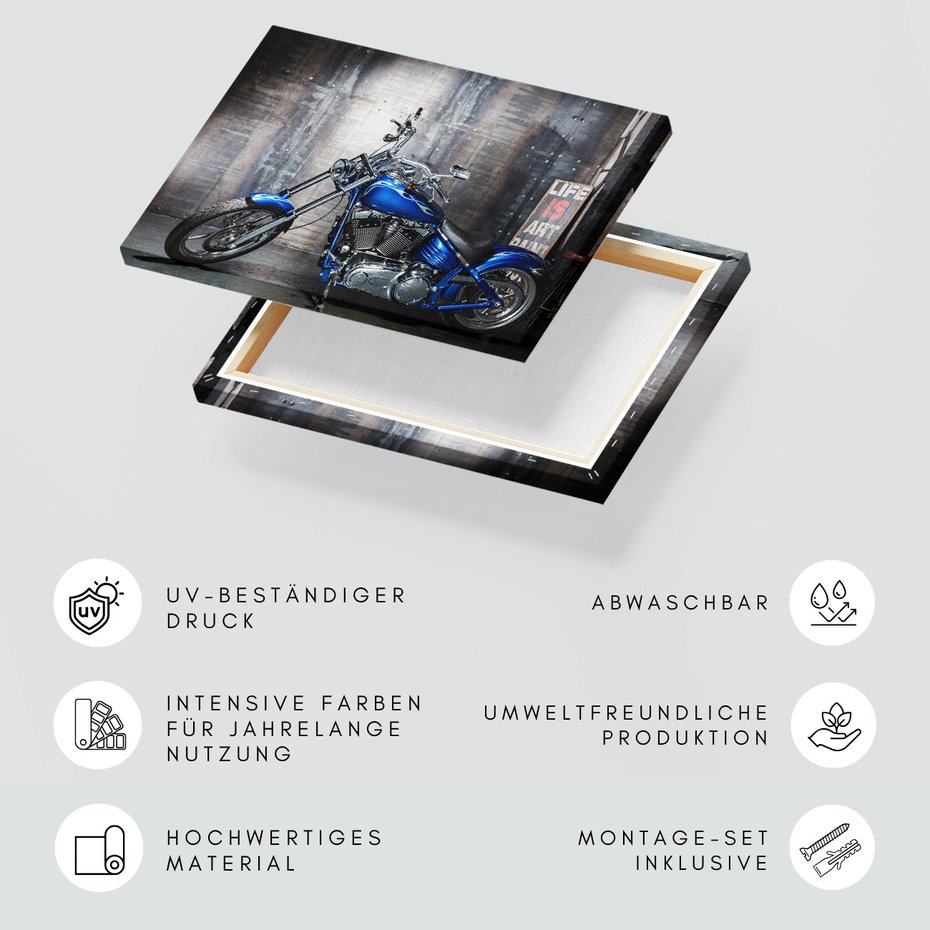 Obraz na płótnie - motocykl, chopper, niebieski