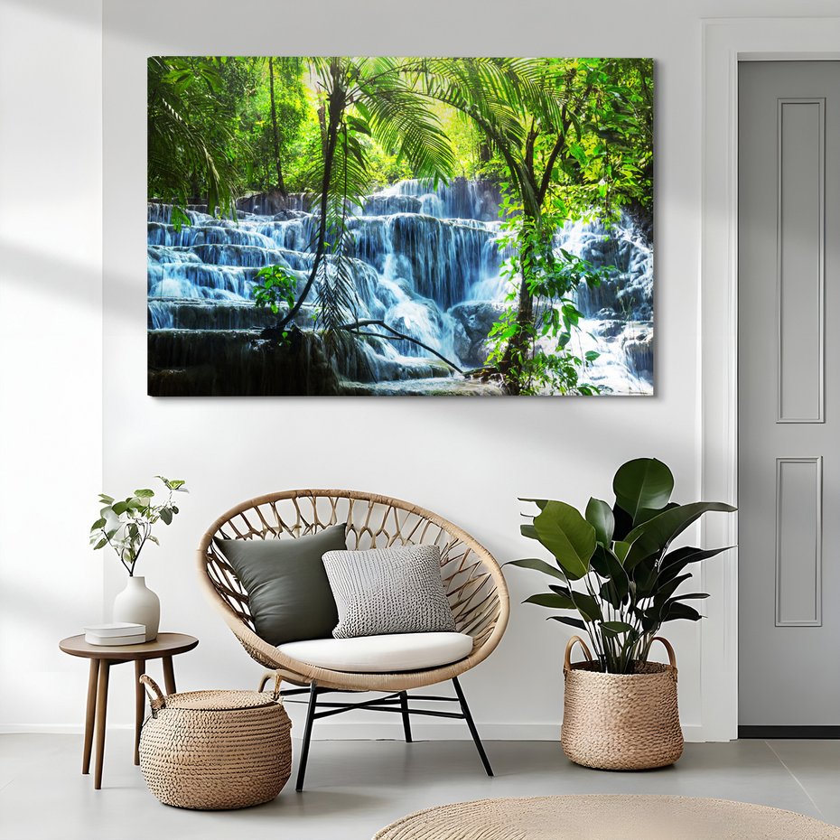 Obraz na płótnie - wodospad, las, tropikalny