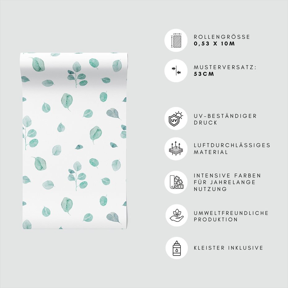 Tapeta - liście, gałązki, akwarela