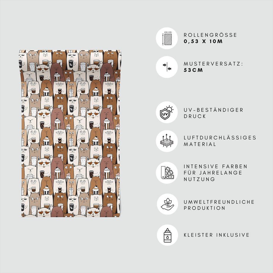 Tapeta - koty, napoje, okulary