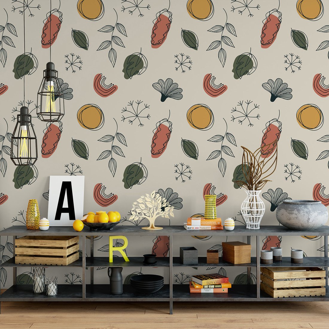 Tapeta - liście, kształty, abstrakcja