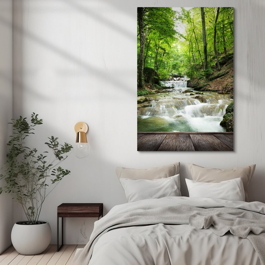 Obraz na płótnie - las, wodospad, natura