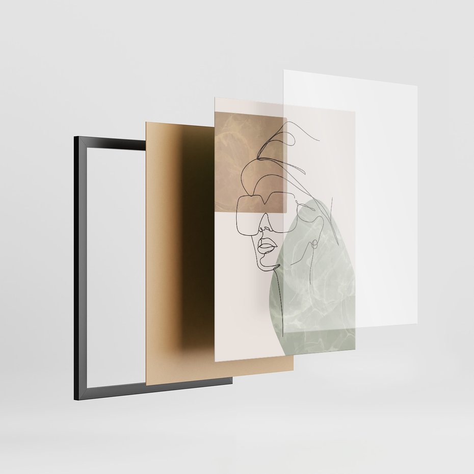 Zestaw obrazy w ramie, plakaty - portret, kobieta, abstrakcja - rama czarna