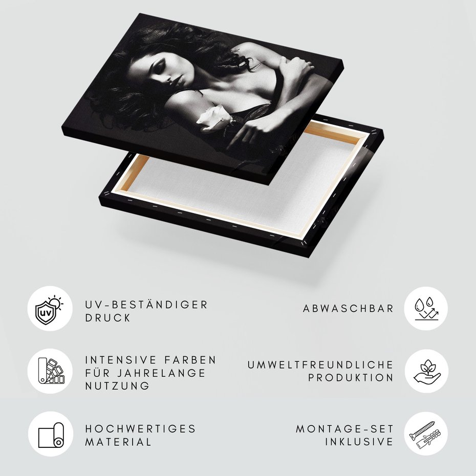 Obraz na płótnie - kobieta, róża, portret