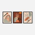 Zestaw obrazy w ramie, plakaty - abstrakcja, liście, rośliny - rama czarna