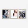 Zestaw obrazy w ramie, plakaty - zima, śnieg, natura - rama drewno