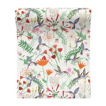 Tapeta - kwiaty, kolibry, liście