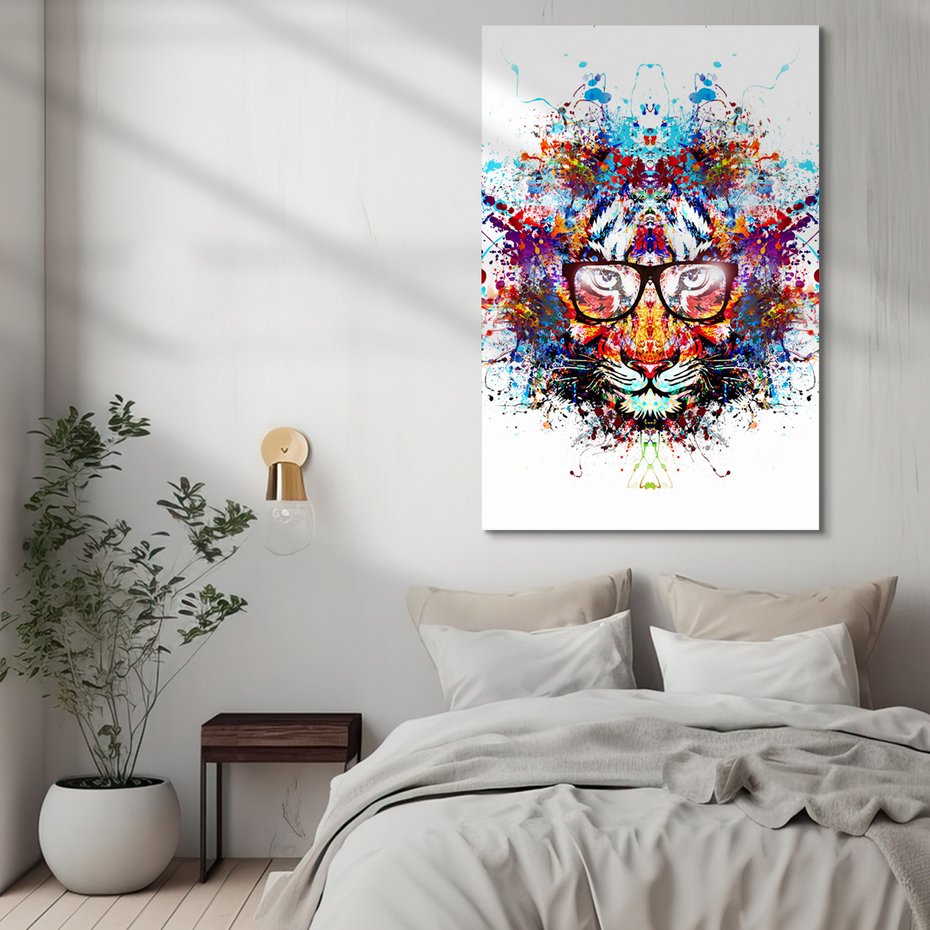 Obraz na płótnie - tygrys, abstrakcja, okulary