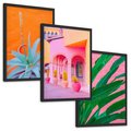 Zestaw obrazy w ramie, plakaty - rośliny, architektura, tropikalne - rama czarna
