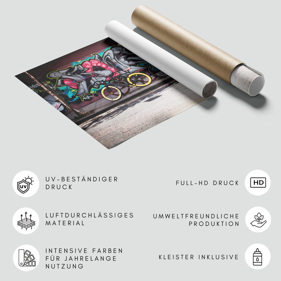 Fototapeta - rowery, graffiti, ulica