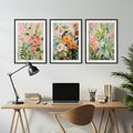 Zestaw obrazy w ramie, plakaty - kwiaty, liście, rośliny - rama czarna