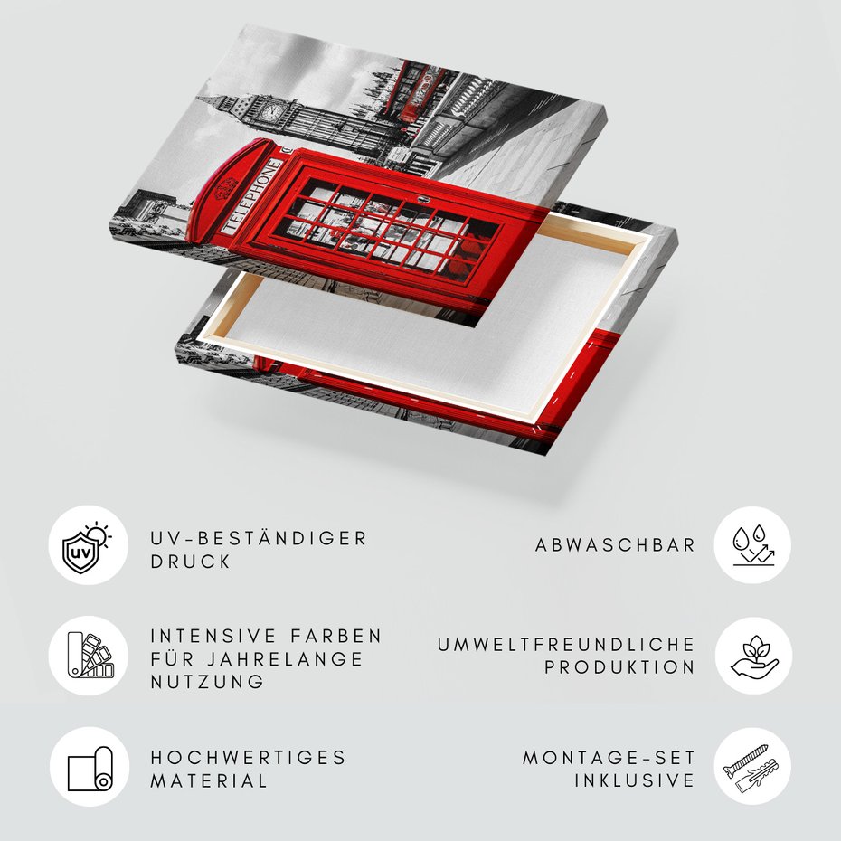 Obraz na płótnie - Londyn, budka telefoniczna, Big Ben