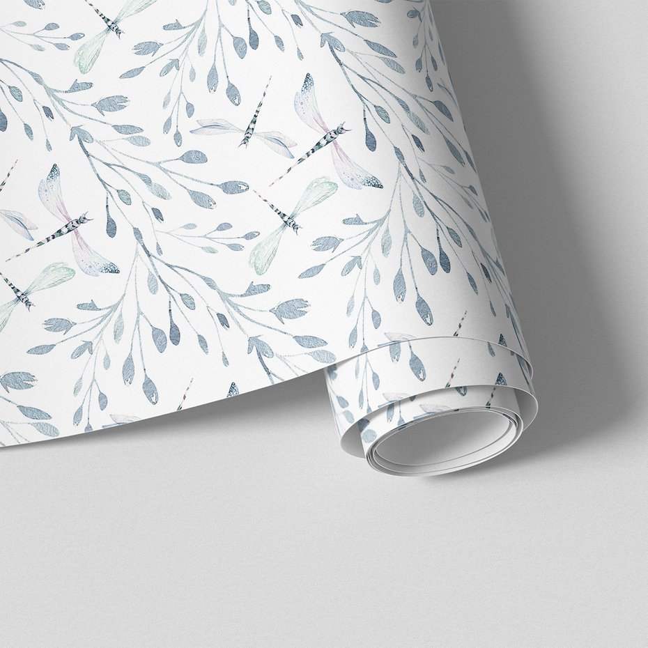 Tapeta - ważka, gałązka, liście