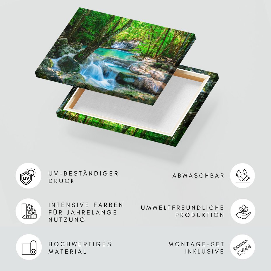 Obraz na płótnie - wodospad, las, woda