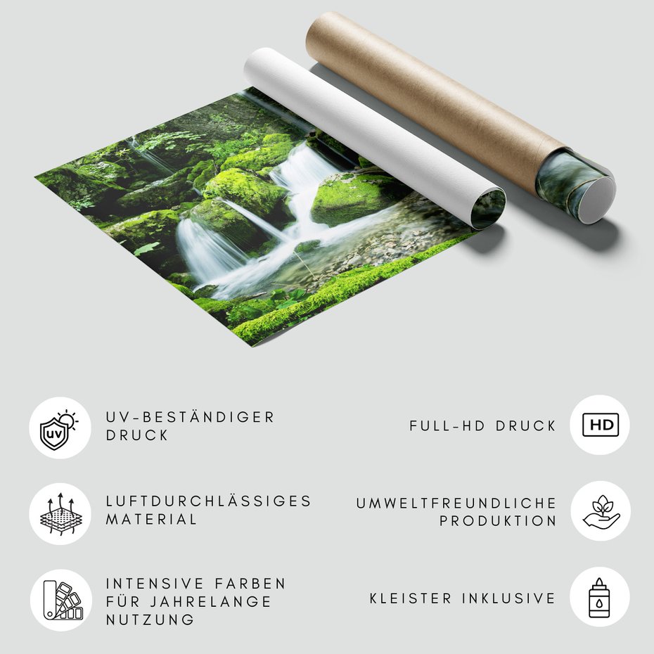 Fototapeta - wodospad, mech, natura