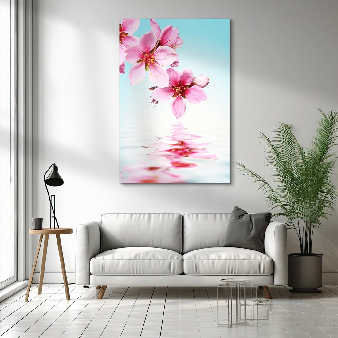 Obraz na płótnie - kwiaty, odbicie, woda