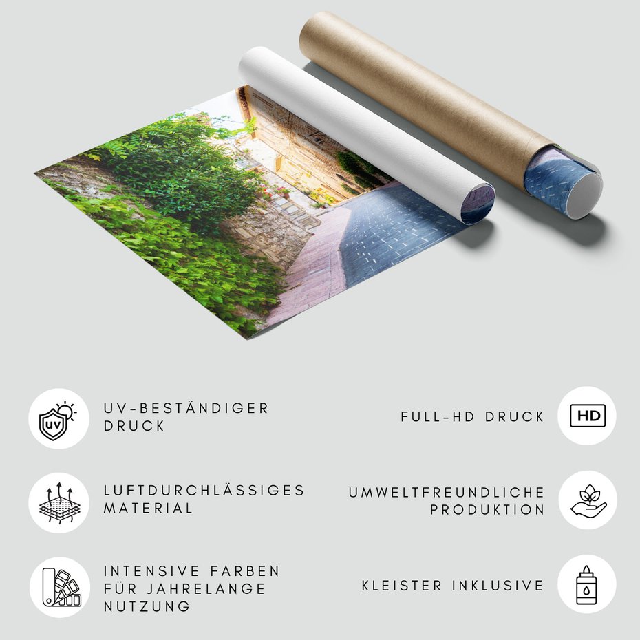 Fototapeta - uliczka, kwiaty, roślinność