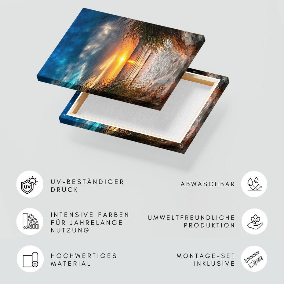 Obraz na płótnie - zachód słońca, plaża, morze