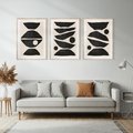 Zestaw obrazy w ramie, plakaty - abstrakcja, minimalizm, kształty - rama drewno