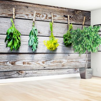 Fototapeta - zioła, drewno, przyprawy