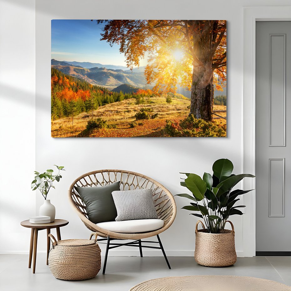 Obraz na płótnie - jesień, góry, drzewo