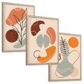 Zestaw obrazy w ramie, plakaty - abstrakcja, liście, rośliny - rama drewno