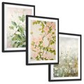 Zestaw obrazy w ramie, plakaty - kwiaty, rośliny, pastelowe - rama czarna