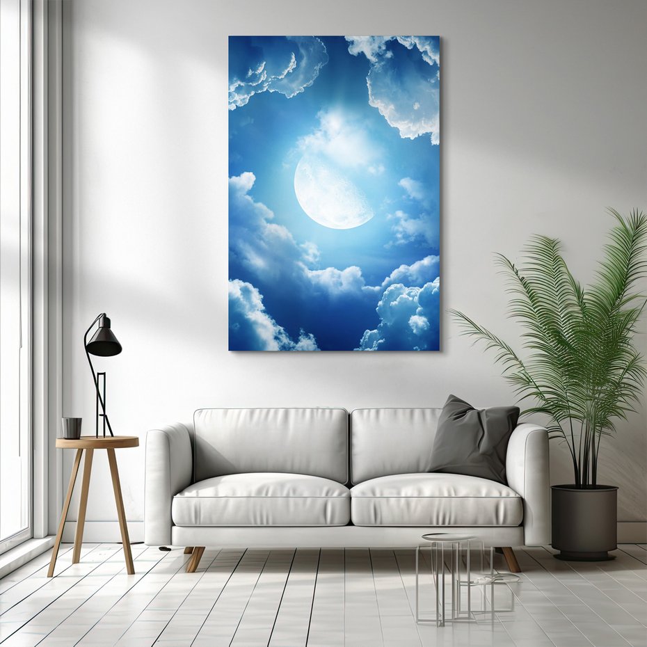 Obraz na płótnie - księżyc, chmury, niebo