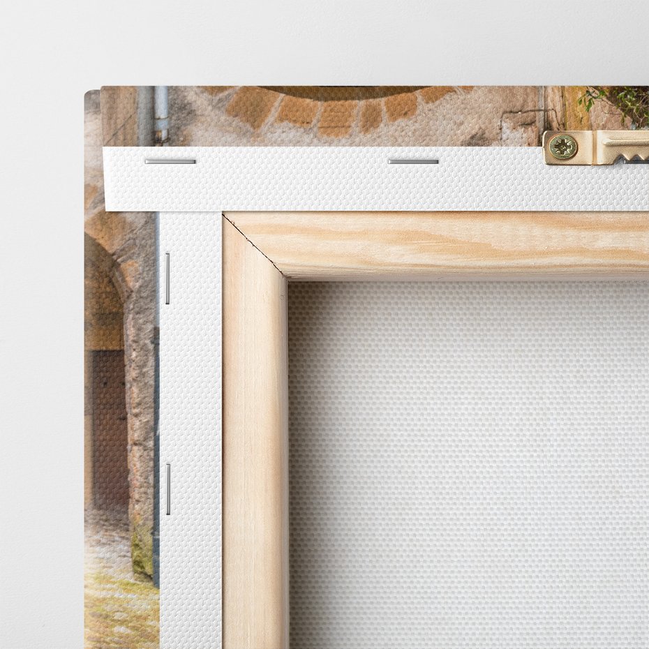 Obraz na płótnie - uliczka, kwiaty, kamień