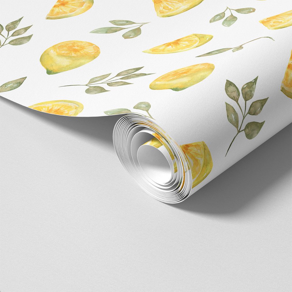 Tapeta - cytryny, liście, plasterki