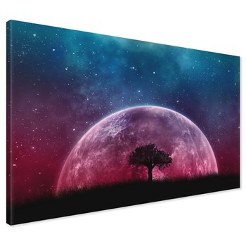Obraz na płótnie - kosmos, planeta, drzewo