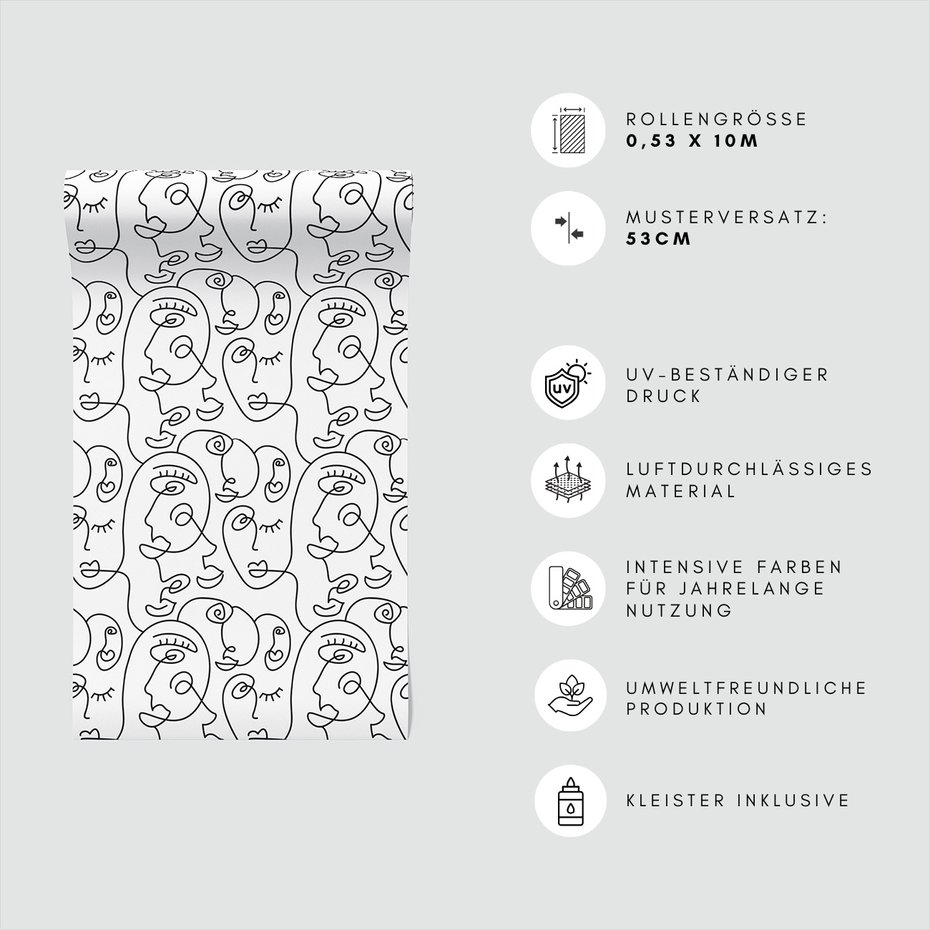 Tapeta - twarz, linia, abstrakcja