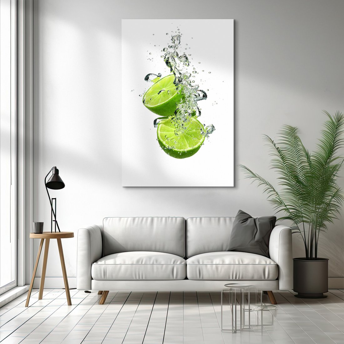 Obraz na płótnie - limonka, woda, owoce