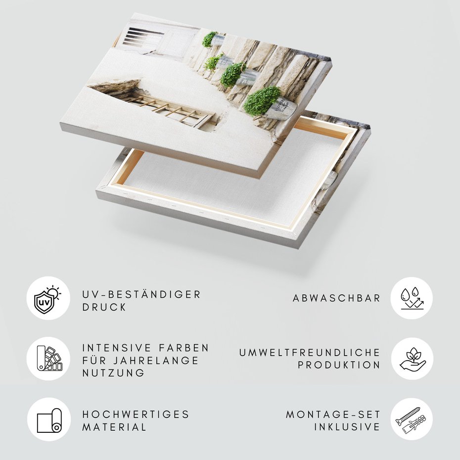 Obraz na płótnie - schody, kwiaty, doniczki