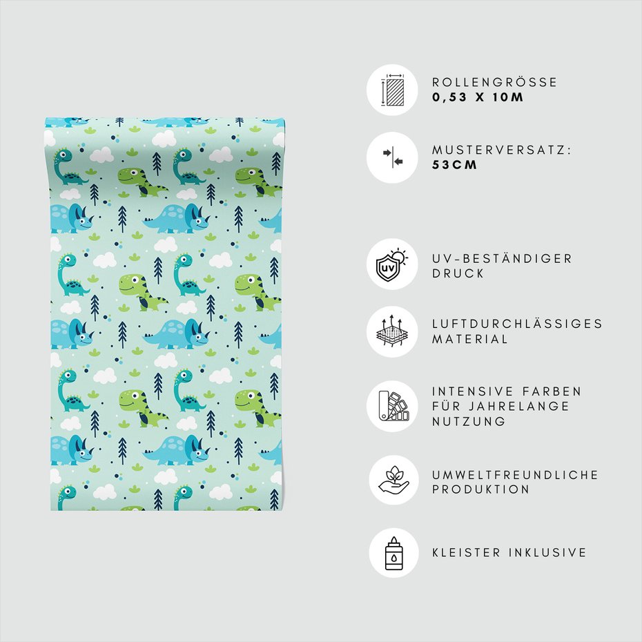 Tapeta - dziecięca, dinozaury, wzór,