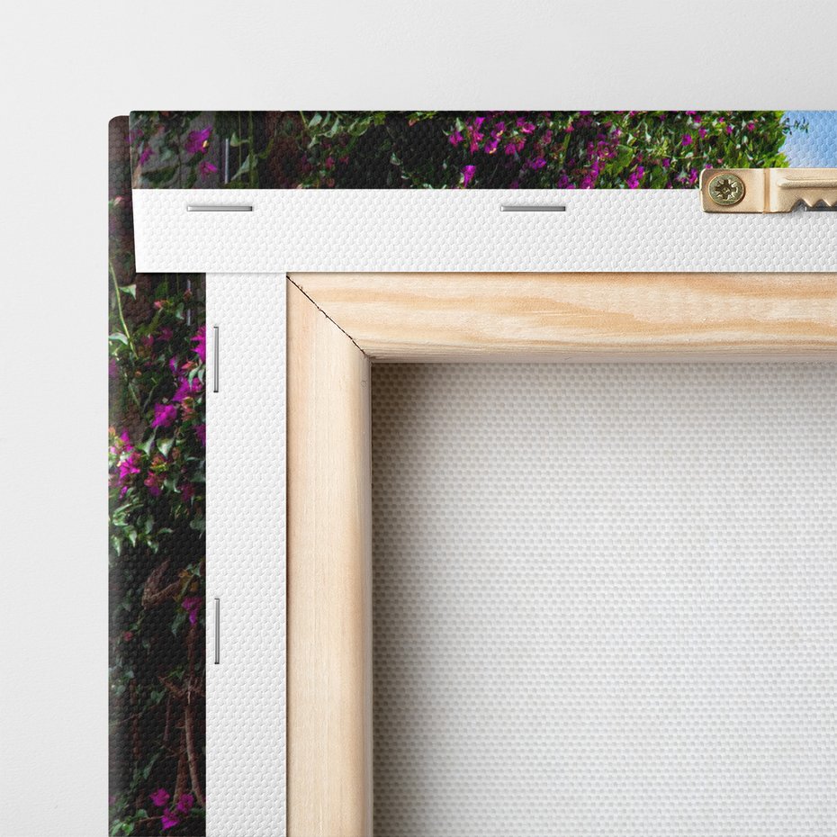 Obraz na płótnie - uliczka, kwiaty, kamień