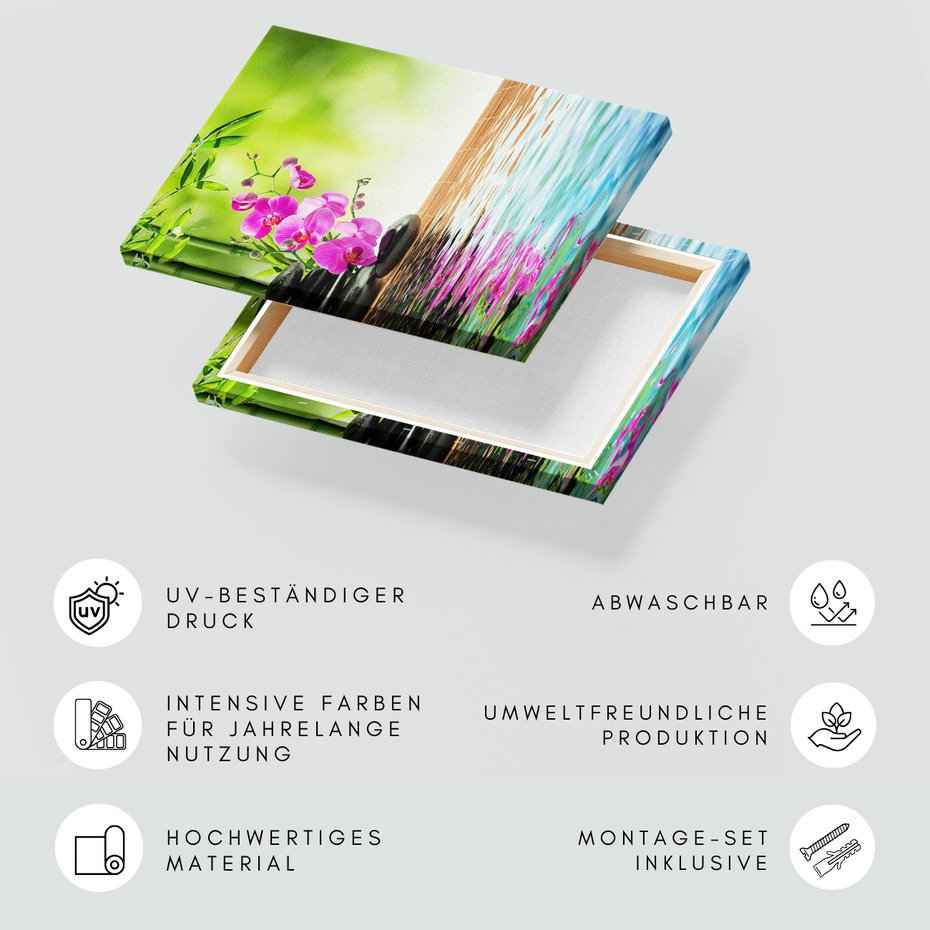 Obraz na płótnie - kwiaty, orchidee, kamienie