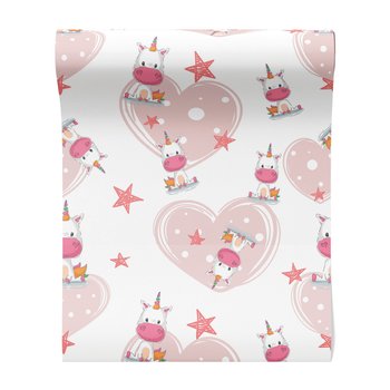 Tapeta - dziecięca, jednorożce, serca, gwiazdy