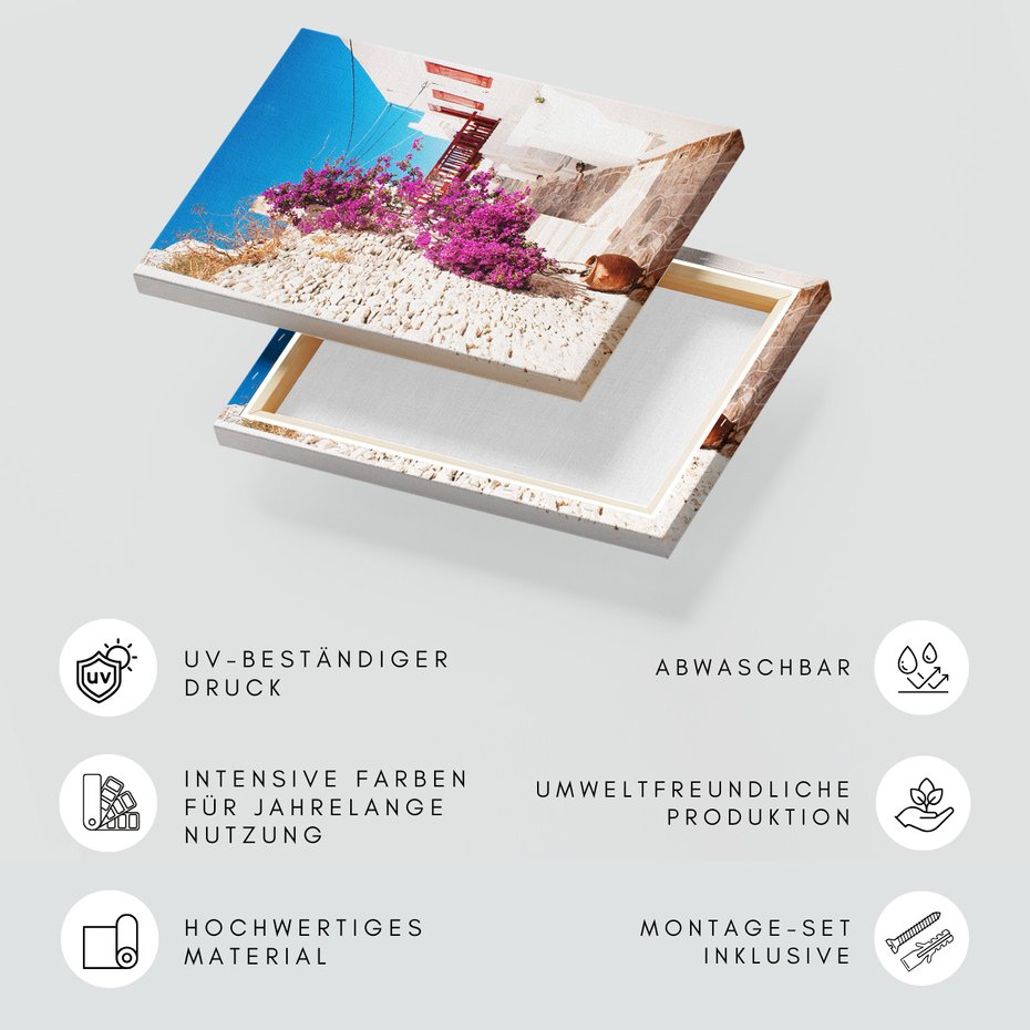 Obraz na płótnie - uliczka, kwiaty, budynki