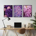 Zestaw obrazy w ramie, plakaty - kwiaty, kamienie, fioletowy - rama czarna