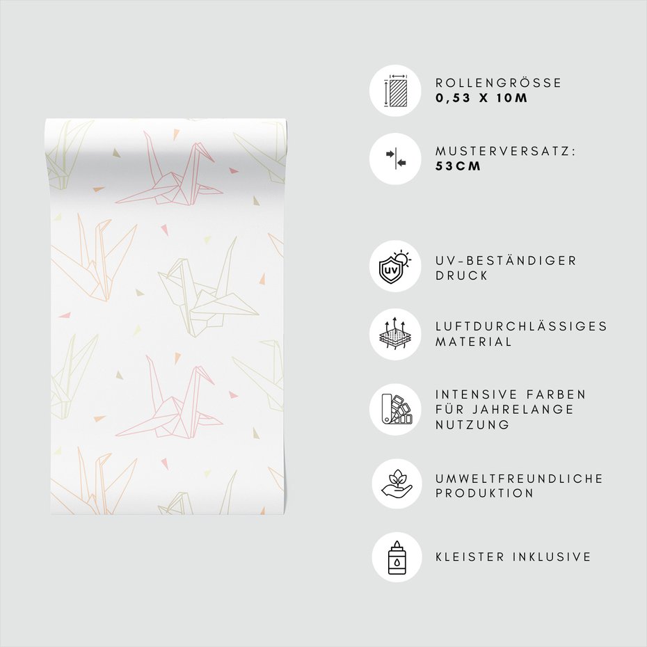 Tapeta - origami, żurawie, trójkąty