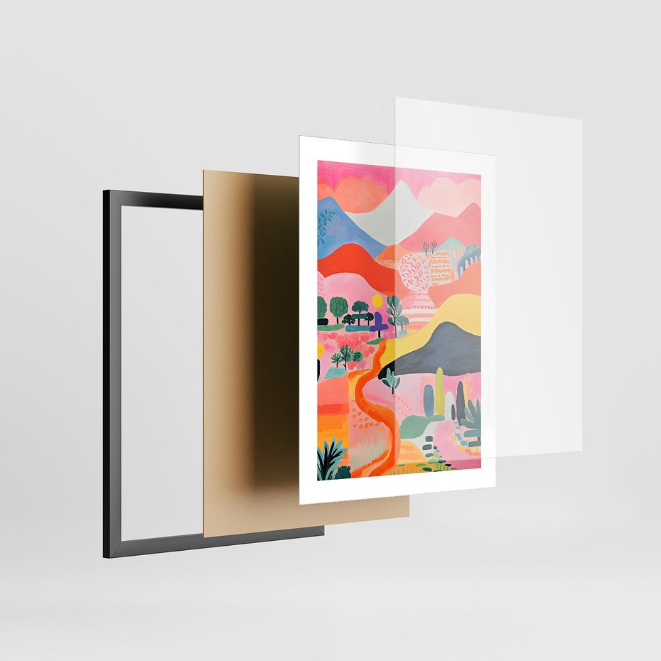 Zestaw obrazy w ramie, plakaty - góry, krajobraz, natura - rama czarna