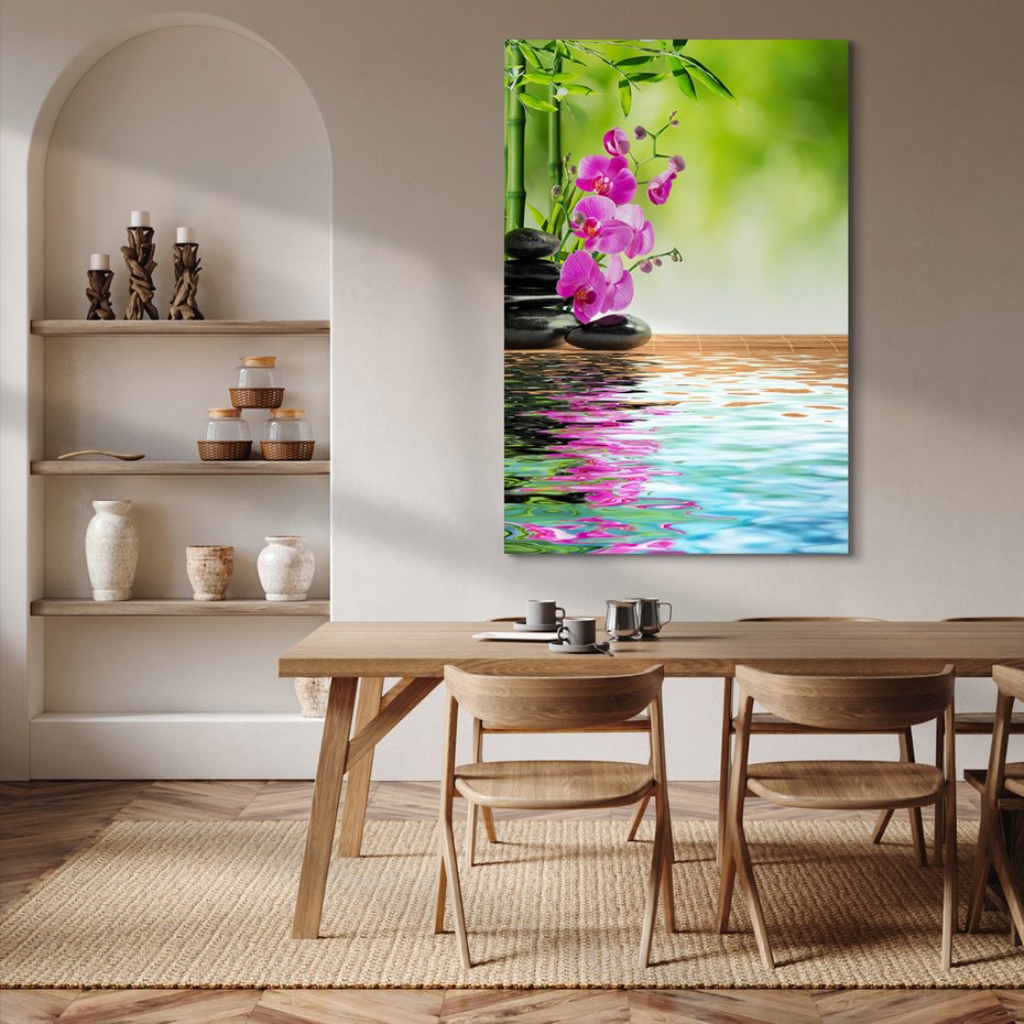 Obraz na płótnie - kwiaty, orchidee, kamienie