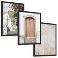 Zestaw obrazy w ramie, plakaty - ściana, drzwi, miasto - rama czarna