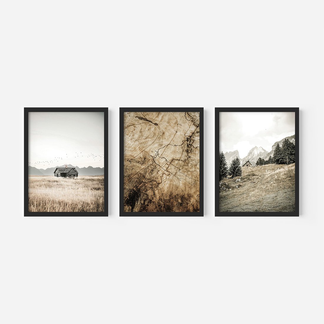 Zestaw obrazy w ramie, plakaty - krajobraz, natura, dom - rama czarna