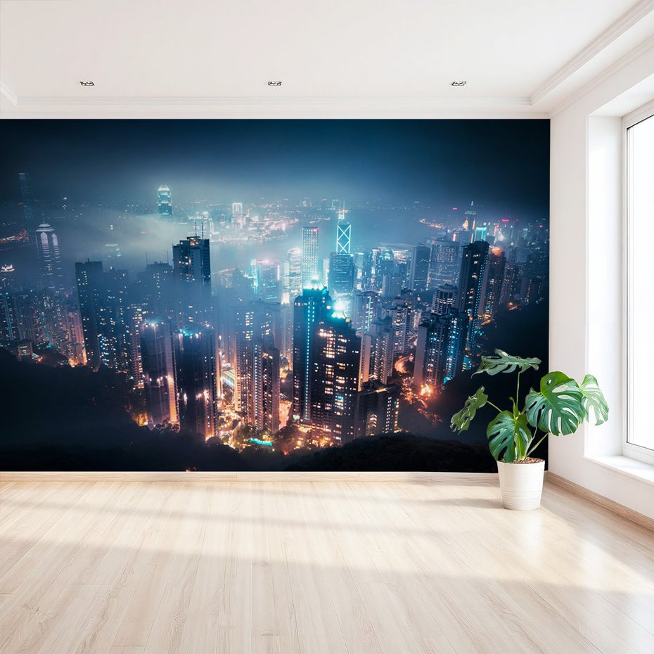 Fototapeta - miasto, noc, budynki