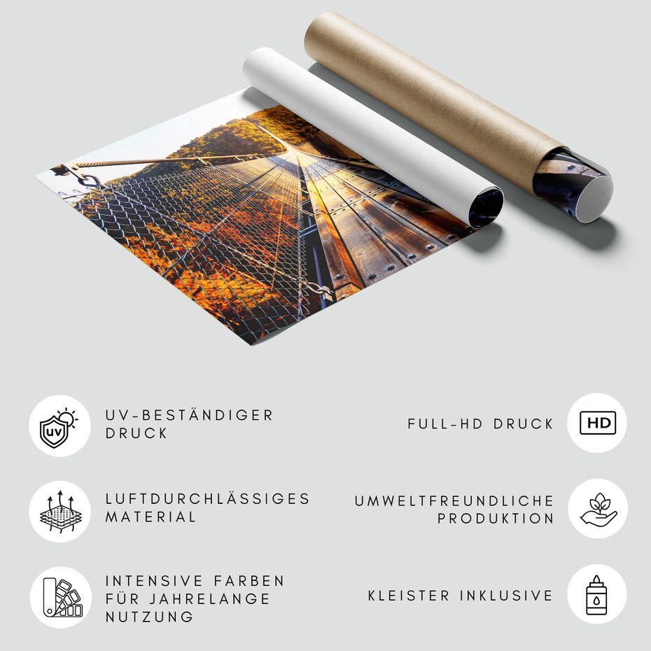 Fototapeta - most wiszący, natura, drewno