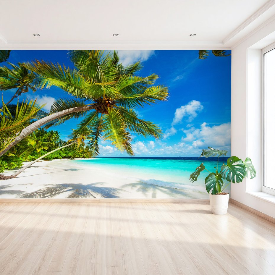 Fototapeta - palmy, plaża, morze