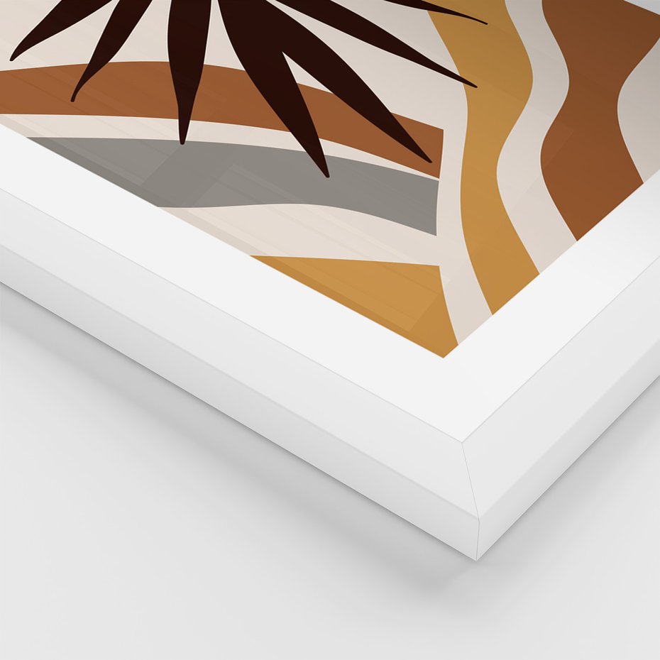 Zestaw obrazy w ramie, plakaty - liście, abstrakcja, rośliny - rama biała